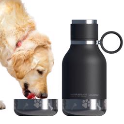 Asobu Vattenflaska i rostfritt stål för hunden med skål i SVART